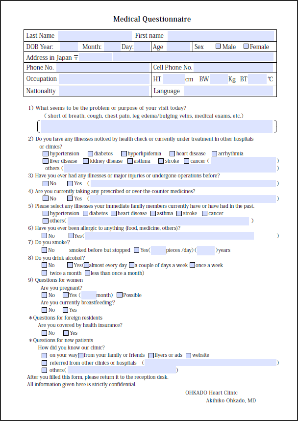 Medical Questionnaire